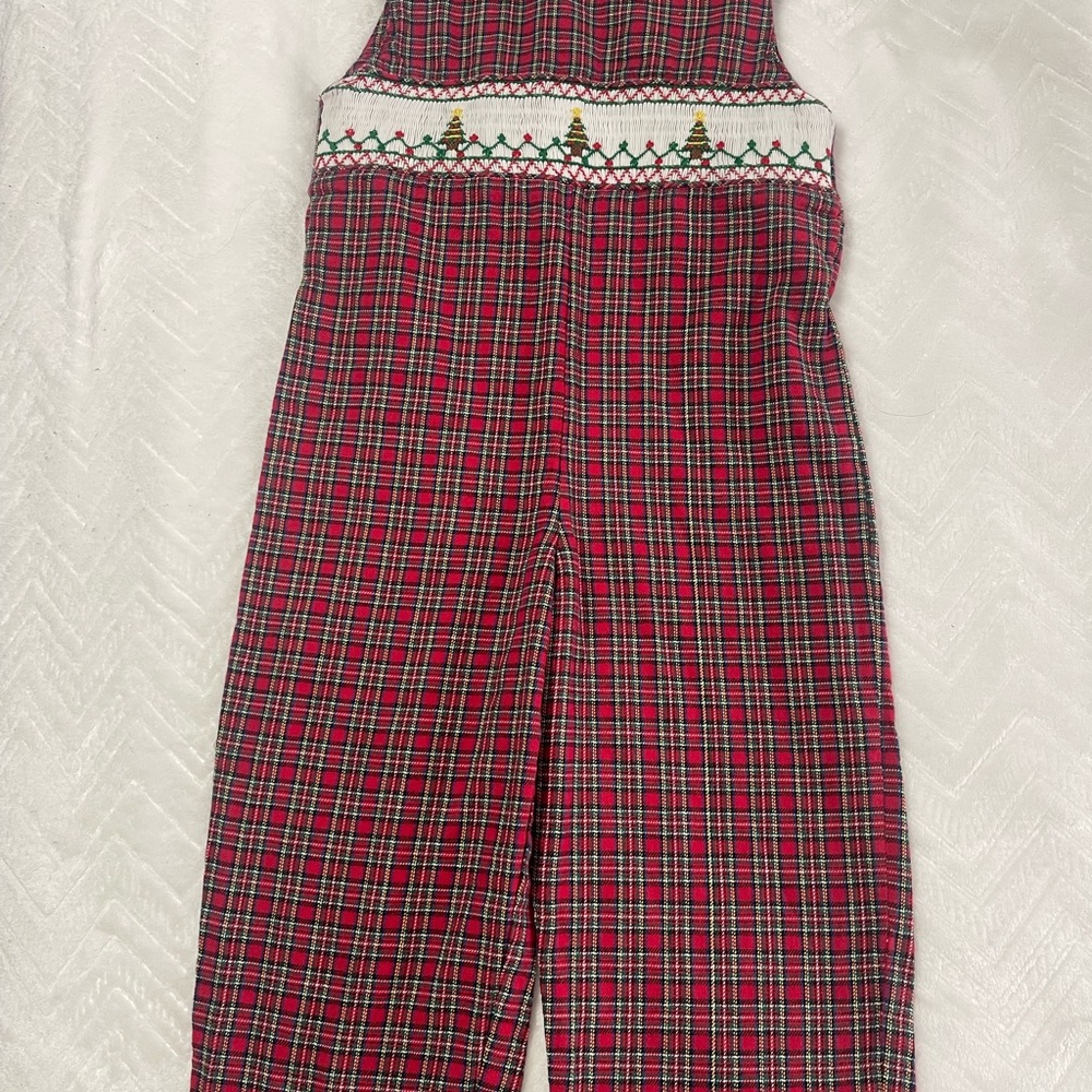Vintage Strasburg Smocked Red Plaid Kids Romper